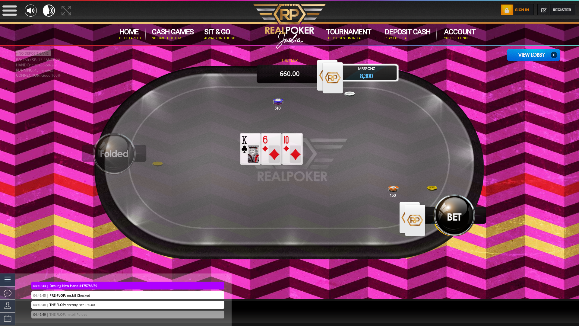 10 player poker in the 43rd minute