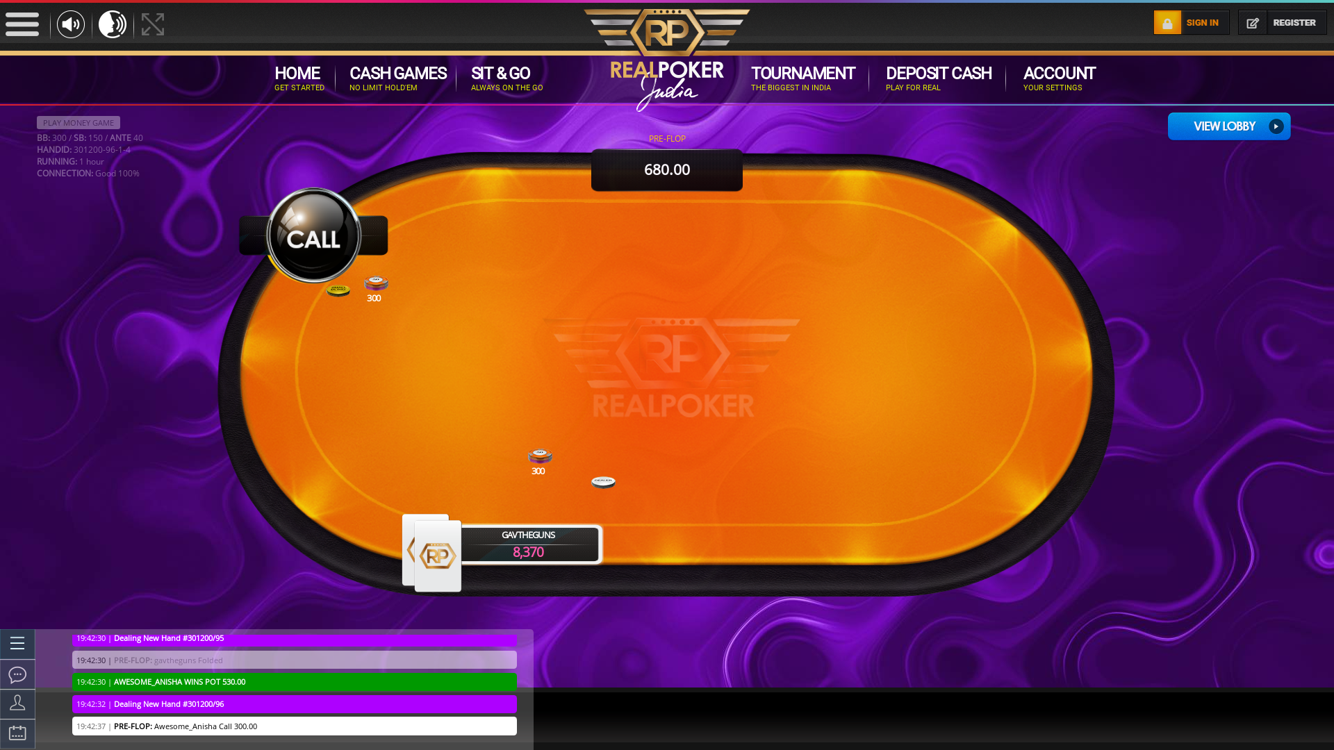 Indian online poker on a 10 player table in the 59th minute match up