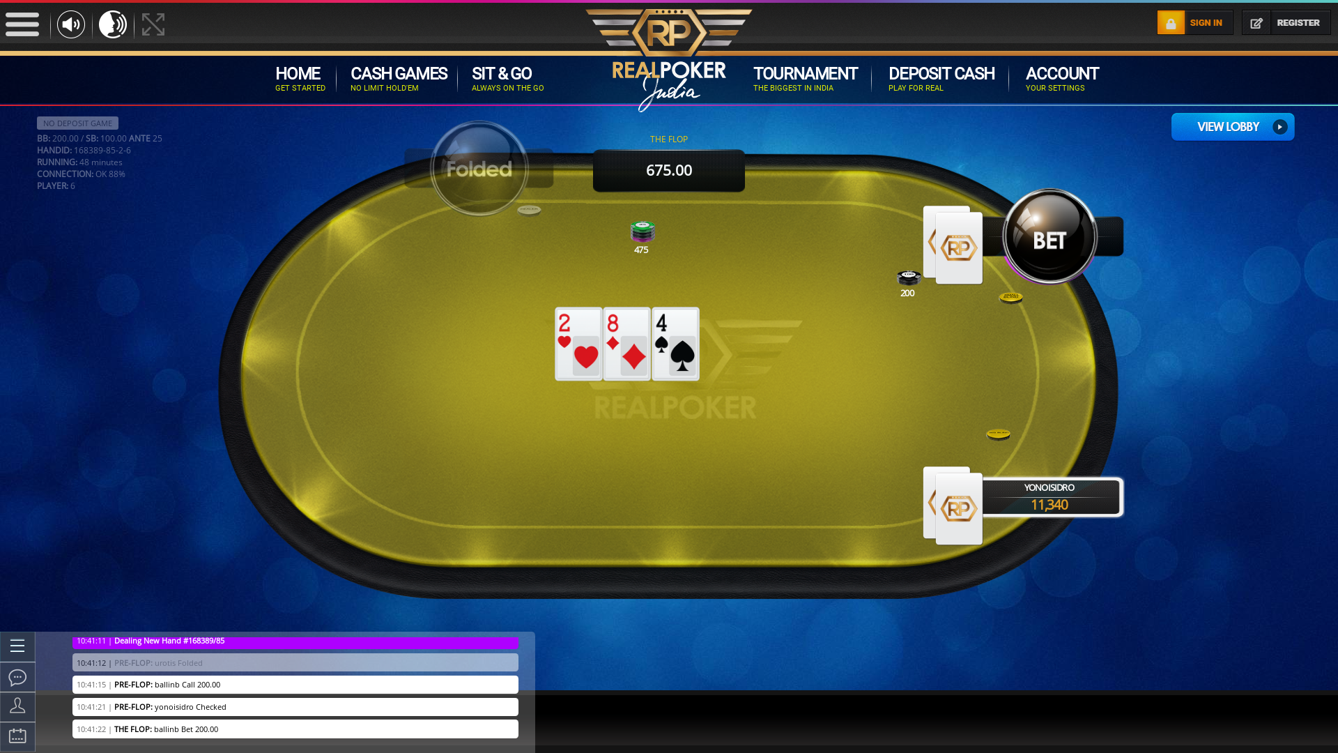 Indian poker on a 10 player table in the 48th minute